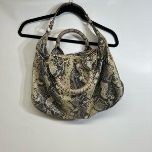 ANTONIO MELANI Snake Print Shoulder Bag - Black and Tan
